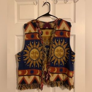 retro 60s 70s inspired celestial sun vest